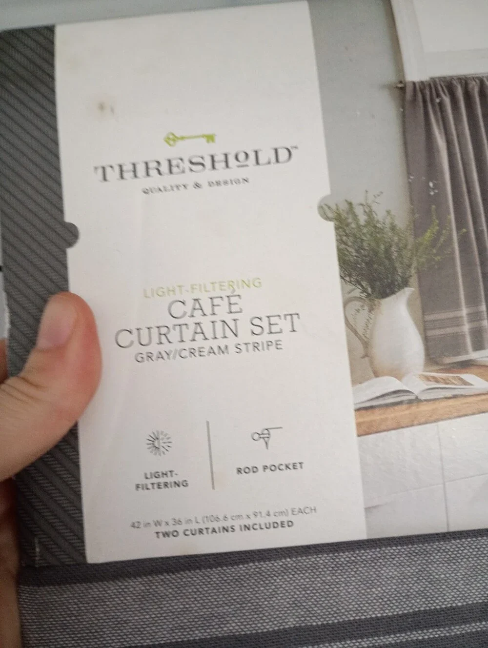 Threshold Gray Cafe Curtain Set BRAND NEW 42x36
